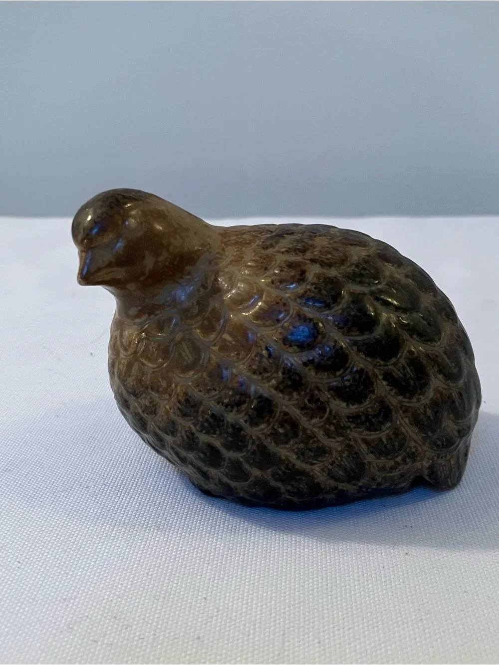 VTG MCM Quail Bird Sculpture 3in Ceramic Pottery Brown Maximalist Fall Cottage